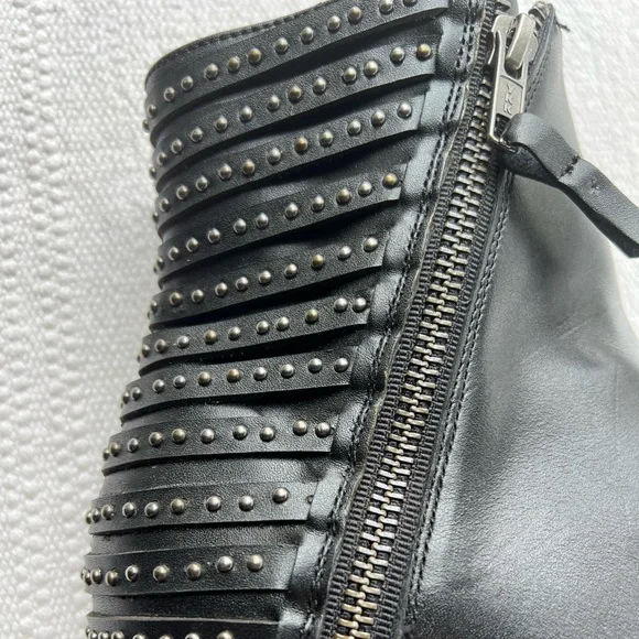Denver Black Studded Leather Ankle Western Moto Boots Size 8.5 - Picture 4 of 12